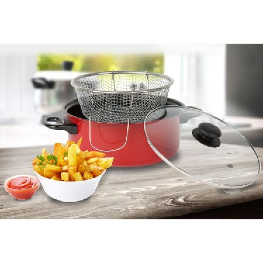 Friteuza teflonata cu capac si cos , 24 cm