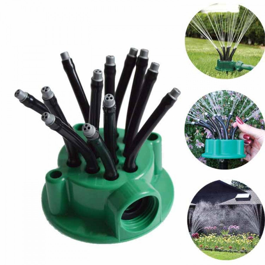 Pachet pentru gradina: Furtun extensibil 22.5 M cu dispozitiv stropit + Aspersor de stropit cu 12 duze