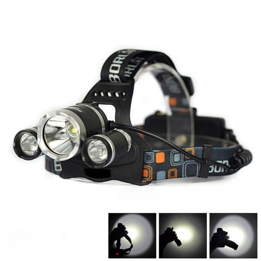 Lanterna de cap 3 x Led Cree XML, T6, frontala, cu lupa + 2x acumulatori 18650, C155