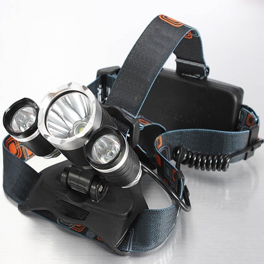 Lanterna de cap 3 x Led Cree XML, T6, frontala, cu lupa + 2x acumulatori 18650, C155