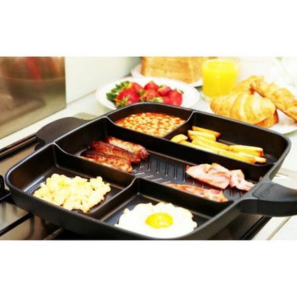 Tigaie grill multifunctionala - cu 5 compartimente pentru gatit