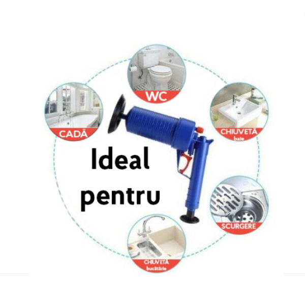 Pompa cu aer comprimat, pentru desfundarea scurgerilor