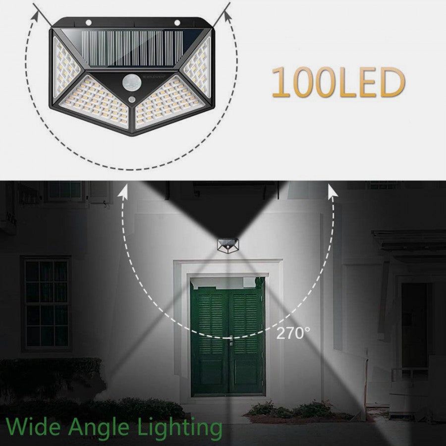 Set 2 lampi 100 LED, 3 moduri de functionare, incarcare solara si senzor de miscare