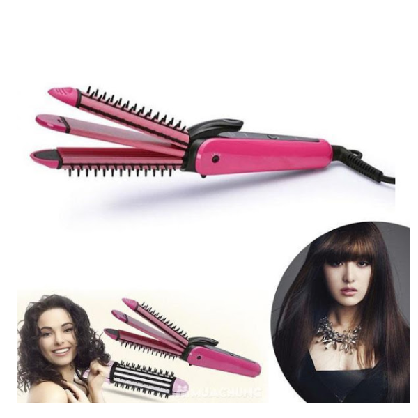 Placa de par, ondulator + perie, 3 in 1 Nova