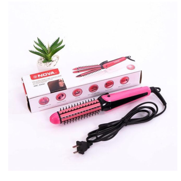 Placa de par, ondulator + perie, 3 in 1 Nova
