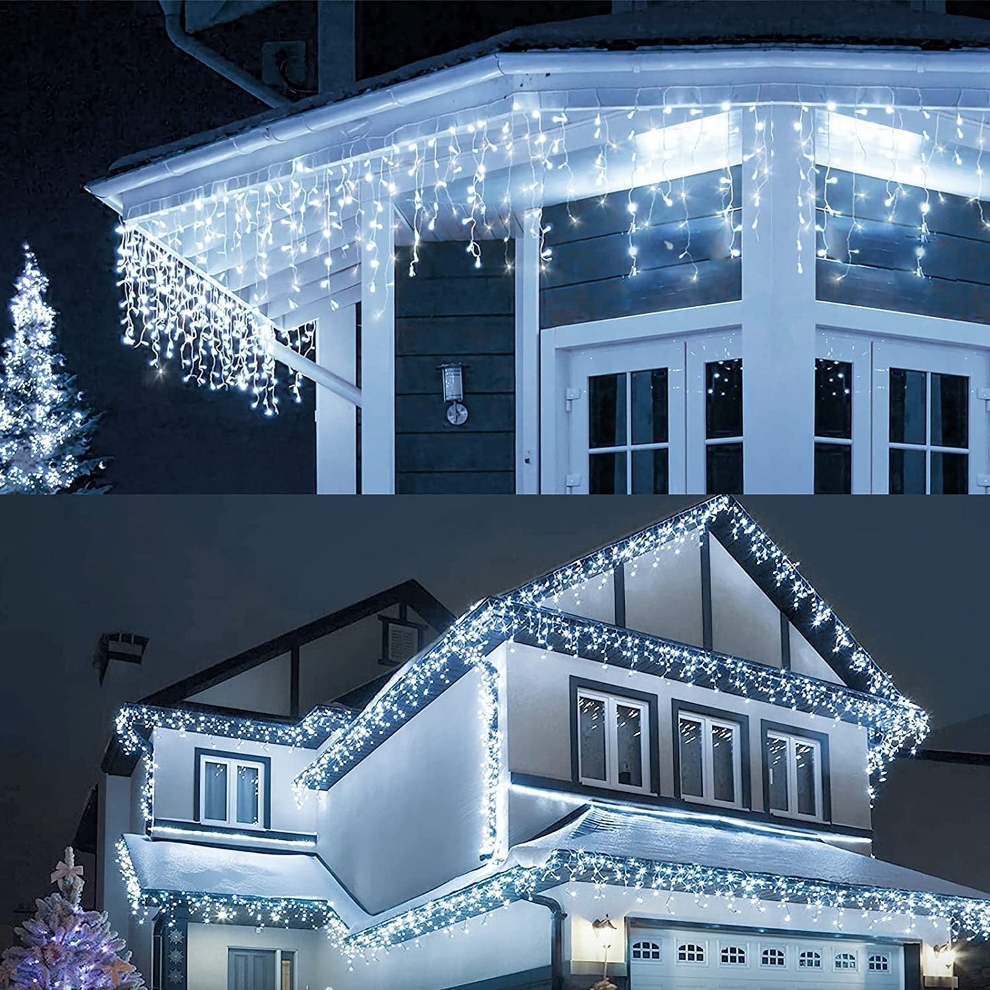 Instalatie Craciun franjuri - 12 metri, cu LED-uri diverse culori + instalatie brad