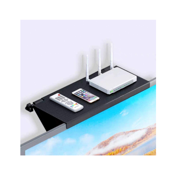 Raft reglabil pentru monitor, televizor, laptop, negru mat, plastic, 33 x 16