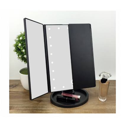 Oglinda cosmetica LED extensibila, buton tactil