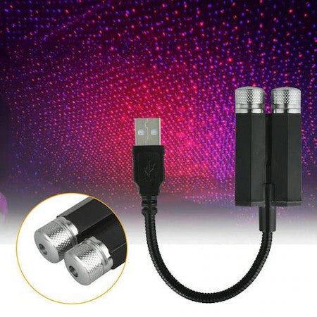 Proiector cu lumina laser ambientala cu stele, in doua culori rosu si mov