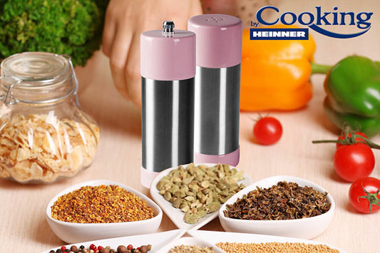 Set rasnita piper + solnita, heinner, inox si plastic, 16 cm