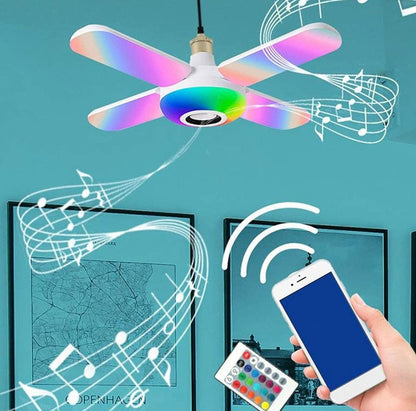Bec 4 brate cu lumina multicolora RGB , cu functie muzicala prin bluetooth