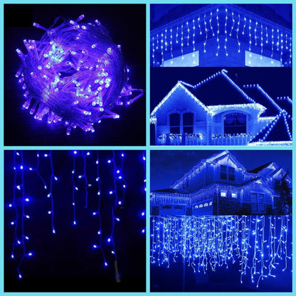 Instalatie Craciun franjuri - 12 metri, cu LED-uri diverse culori + instalatie brad