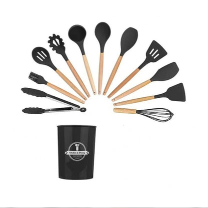 Set 11 ustensile de gatit din silicon, awwaline, maner rezistent