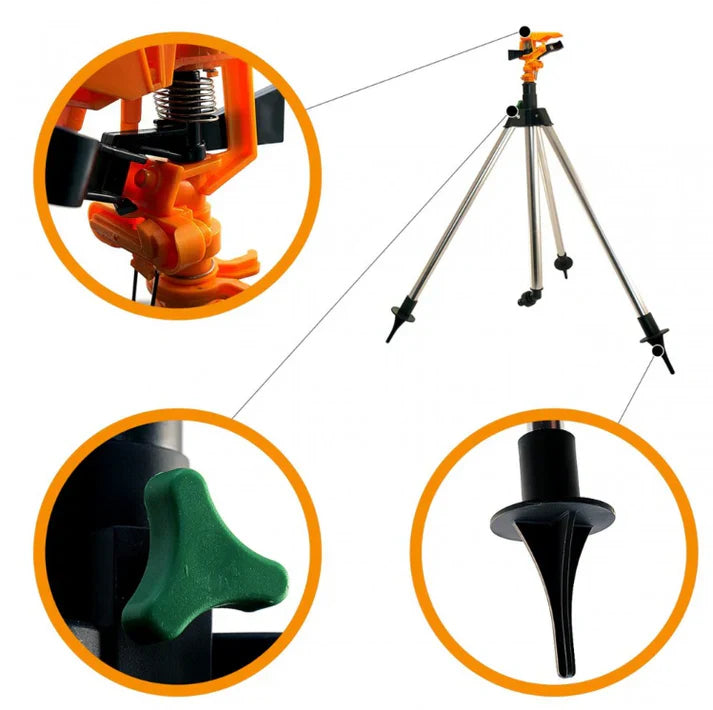 Aspersor pulsatoriu, plastic, cu trepied telescopic + Aspersor de stropit cu 12 duze