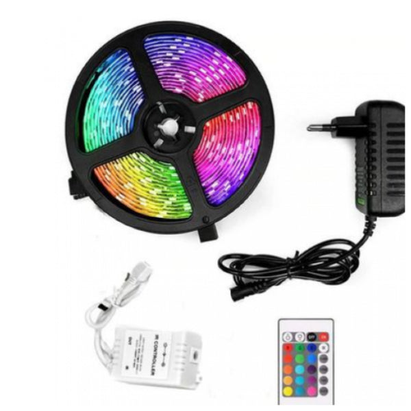 Banda LED cu 300 led-uri, diverse culori, telecomanda si joc de lumini multicolore