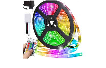 Banda LED cu 300 led-uri, diverse culori, telecomanda si joc de lumini multicolore