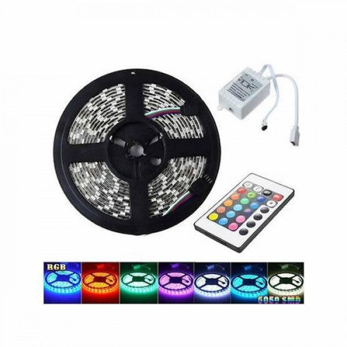 Banda LED cu 300 led-uri, diverse culori, telecomanda si joc de lumini multicolore