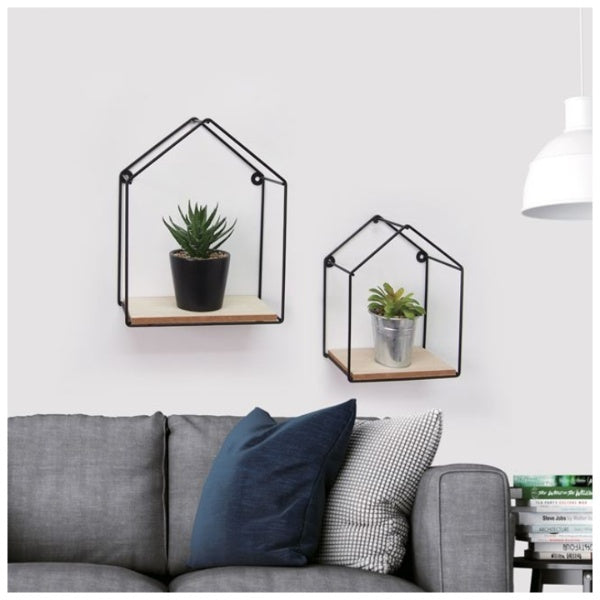 Set 2 rafturi decorative model casuta