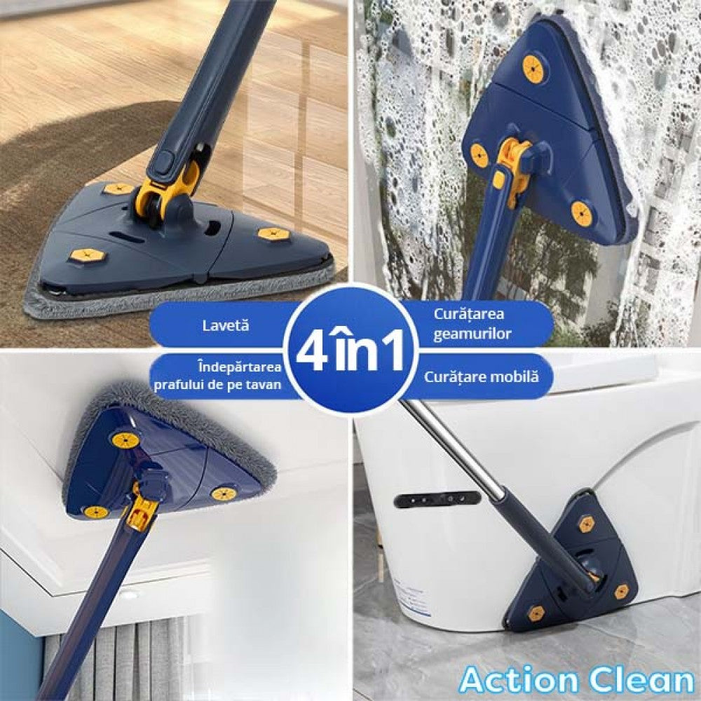 Mop inovativ CleanMaster, de mana, reglabil, rotire 360, triunghi