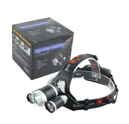 1+1 CADOU Lanterna Profesionala de cap reglabila cu triplu LED Puternic