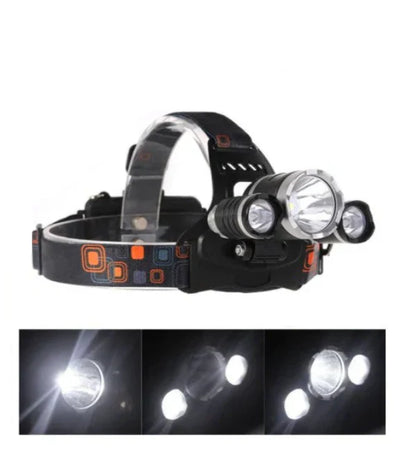 1+1 CADOU Lanterna Profesionala de cap reglabila cu triplu LED Puternic