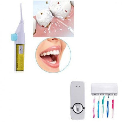Kit igiena dentara: irigator bucal, dozator pasta si suport de periute