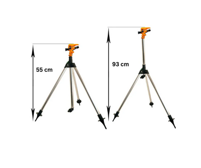 Aspersor pulsatoriu, plastic, cu trepied telescopic, 55-93 cm + Furtun extensibil 30m cu dispozitiv pulverizare