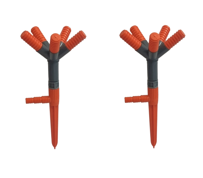 Set 2 x Aspersor Rotativ din PVC cu 5 Brate - Diametru irigare 12m