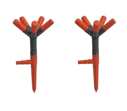 Set 2 x Aspersor Rotativ din PVC cu 5 Brate - Diametru irigare 12m