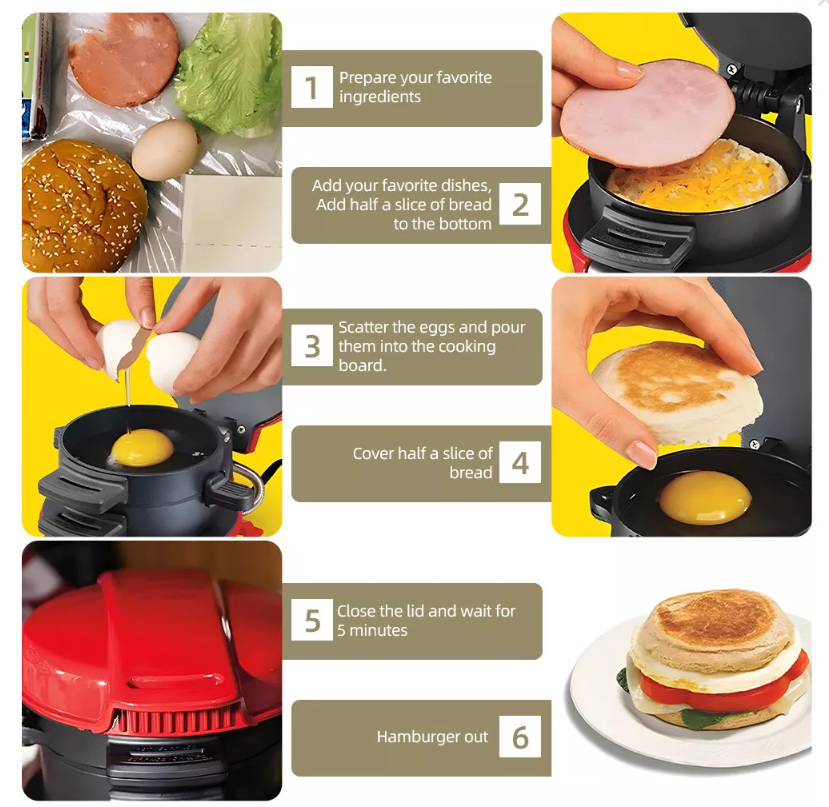 Aparat electric de preparat Burger/Sandwich, 600W