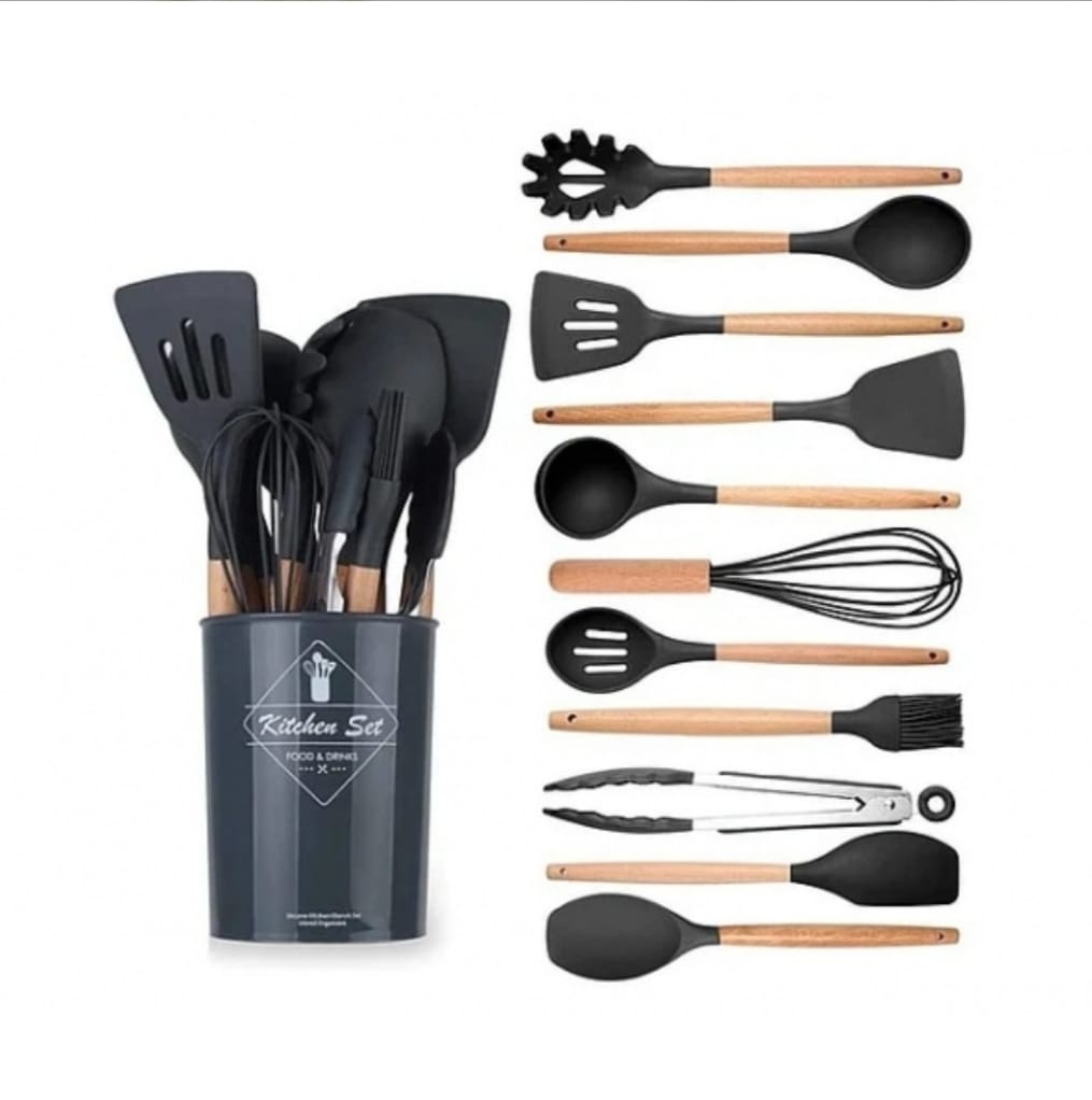 Set 11 ustensile de gatit din silicon, awwaline, maner rezistent