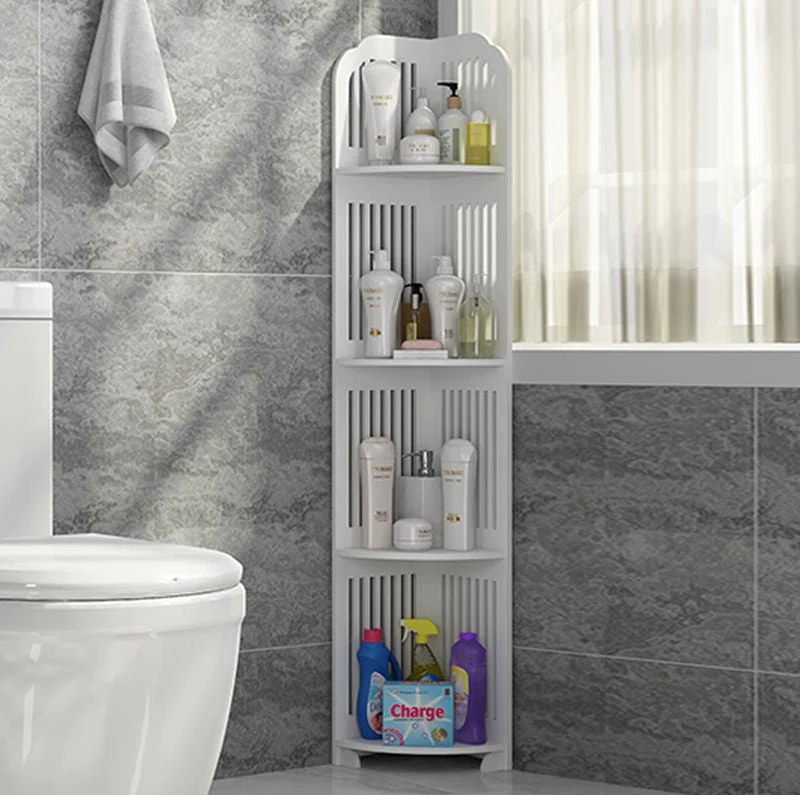 Etajera de colt pentru baie sau bucatarie, cu 4 polite, 120cm