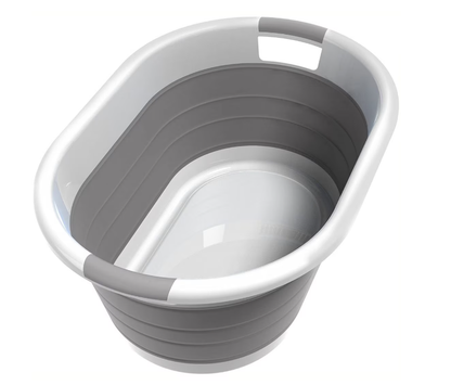 Cos rufe, 2 manere, pliabil, silicon, gri si alb, 25 L, 53x38x23cm/6cm