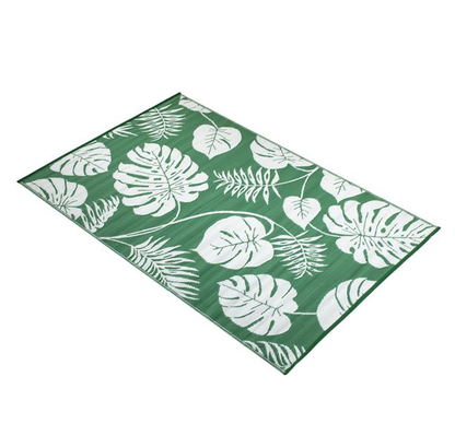 Covoras cu Doua Fete Verde Model Frunze Tropicale, pentru Spatii Exterioare 210x150cm