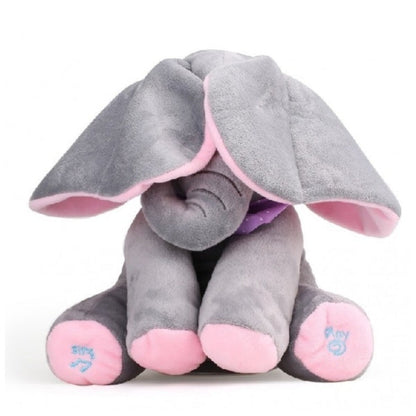 Jucarie interactiva elefant, canta, vorbeste, flutura urechile, 30x15 cm, gri/roz
