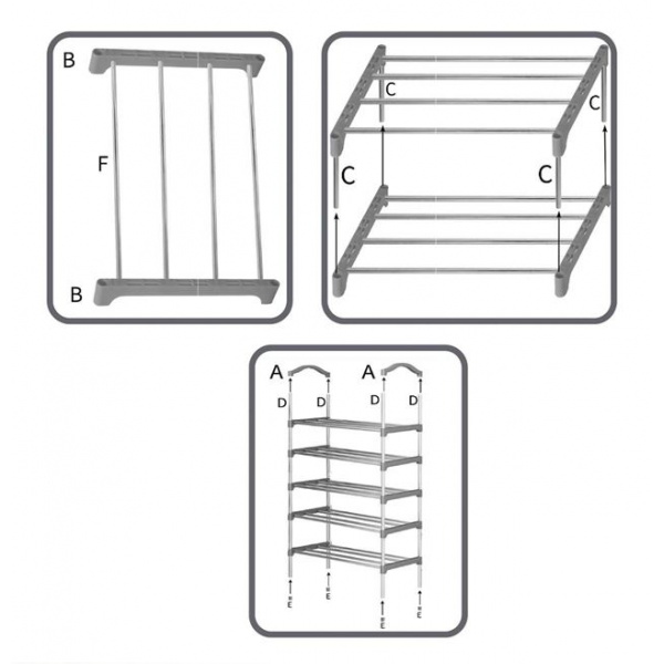 Etajera Incaltaminte cu 5 Nivele 58x26x102cm