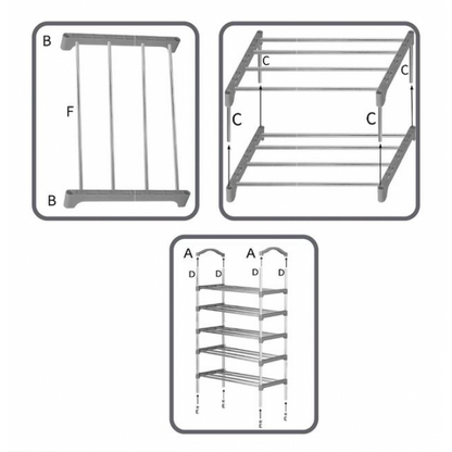 Etajera Incaltaminte cu 5 Nivele 58x26x102cm