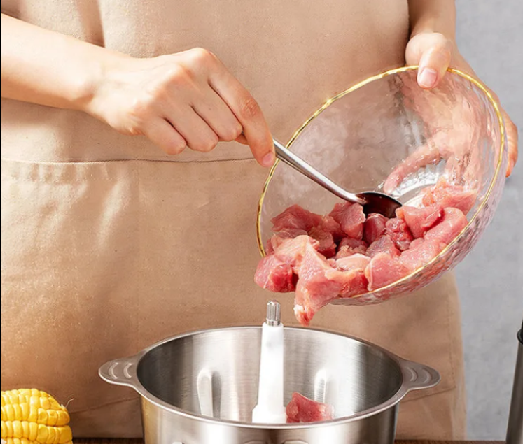 Tocator electric pentru carne si legume, 4 lame inox, 2 viteze, bol inox 2L