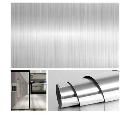 Set 2 x Folie autocolanta inox, argintie, rezistenta la apa, usor de curatat, 60x300 cm