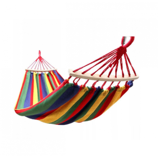 Hamac colorat cu bare din lemn, 200x80 cm