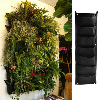 Set 2 x Jardiniera verticala neagra cu 6 buzunare material textil