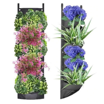 Set 2 x Jardiniera verticala neagra cu 6 buzunare material textil