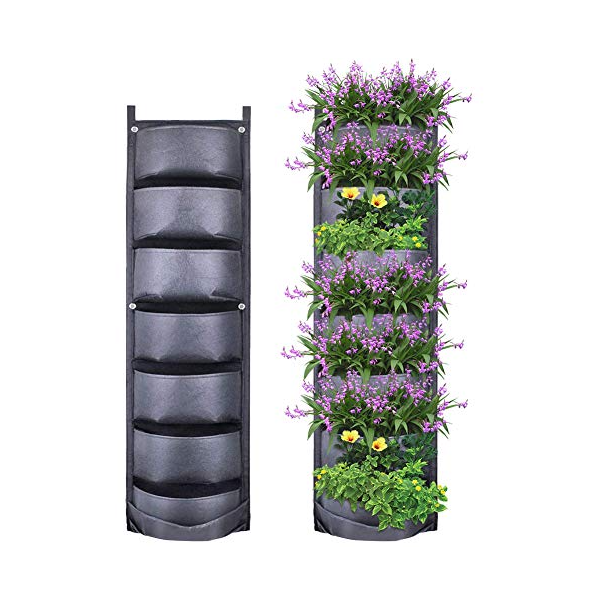 Set 2 x Jardiniera verticala neagra cu 6 buzunare material textil