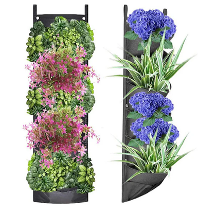 Set 2 x Jardiniera verticala neagra cu 6 buzunare material textil