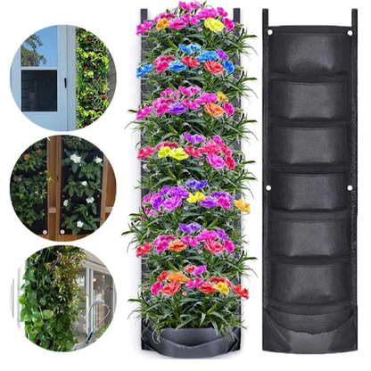Set 2 x Jardiniera verticala neagra cu 6 buzunare material textil