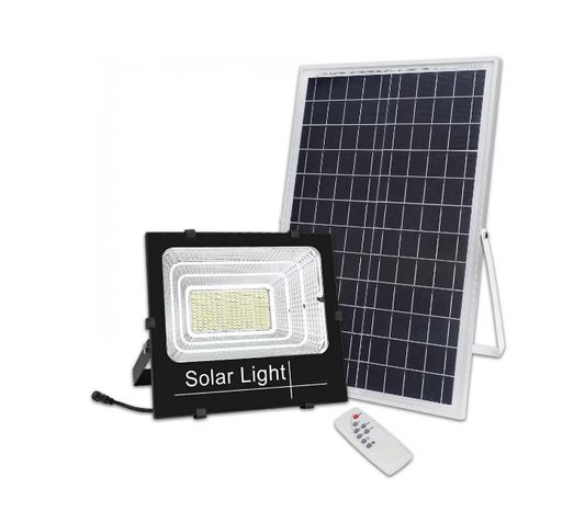Proiector cu panou solar si telecomanda 50W, Jortan, rezistenta IP66