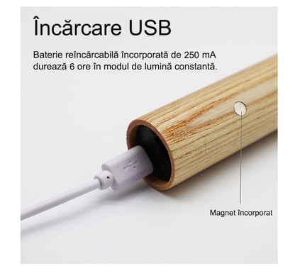 1+1 CADOU Lampa de veghe inteligenta, portabila, senzor de miscare, incarcare USB, magnetica