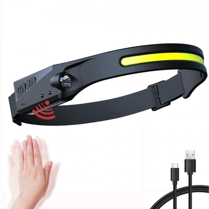 Lanterna de cap cu acumulator cu senzor de miscare, pentru pescuit, camping, drumetii, 45m, 350lm