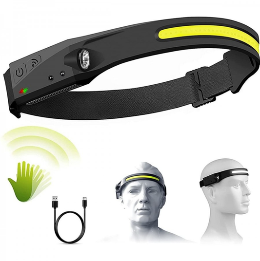 Lanterna de cap cu acumulator cu senzor de miscare, pentru pescuit, camping, drumetii, 45m, 350lm