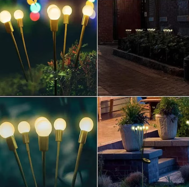 Set 2 Lampi solare Licurici, LED Alb Cald cu 10 bulbi